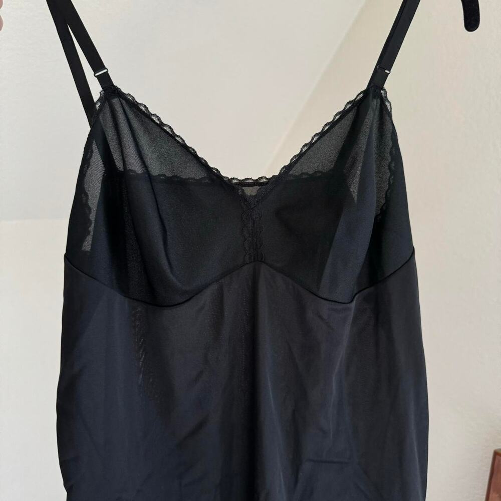 Vintage 70s 80s black lace slip‎ dress sz 36 dainty babydoll fairy victorian